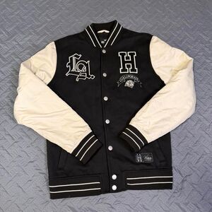HOLLISTER Y2K Varsity Jacket Los Angeles California LA Size Medium Snap Buttons
